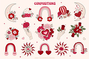 Retro Groovy Valentines Day clipart, an Illustration by Cozy pattern shop (Thumbnail 7 of 9)
