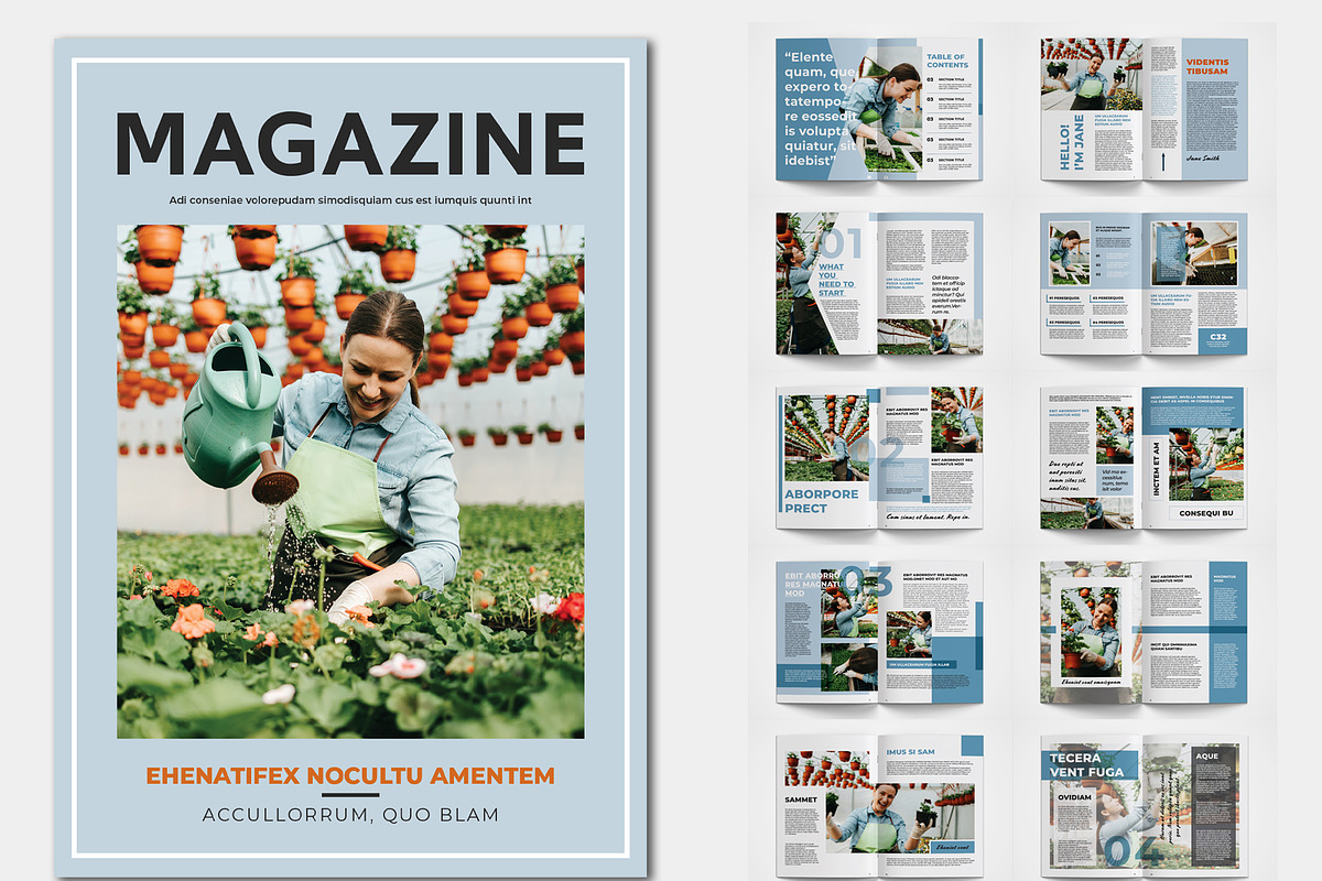 Magazine Layout, a Magazine Template by Grkic Creative, image size:1200x800