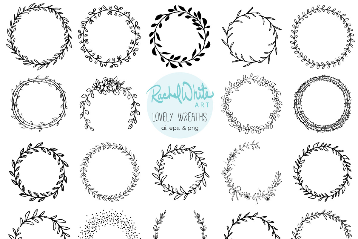 Lovely Wreaths, Vector, an Object Graphic by Rachel White Art