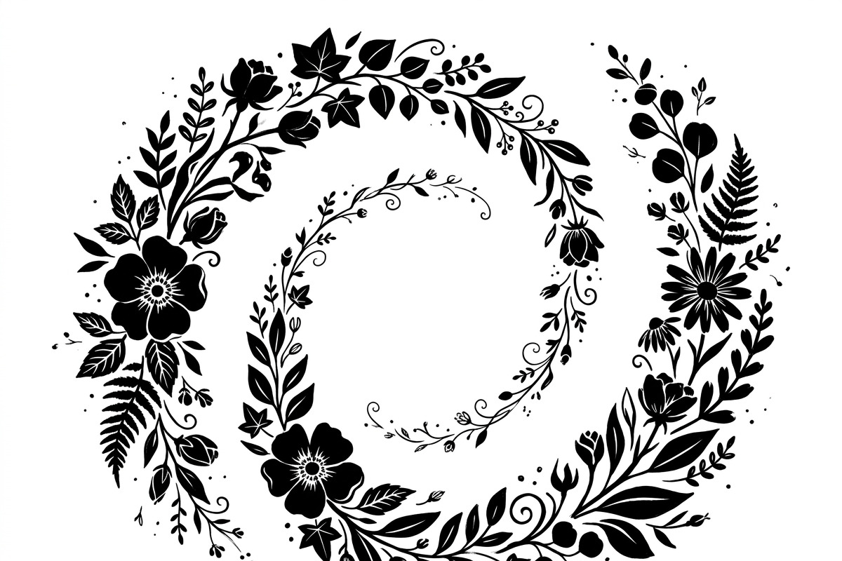 50 Elegant Floral Leaf Spiral Frame, a Decorative Illustration by Amazin_art (Photo 9 of 25)
