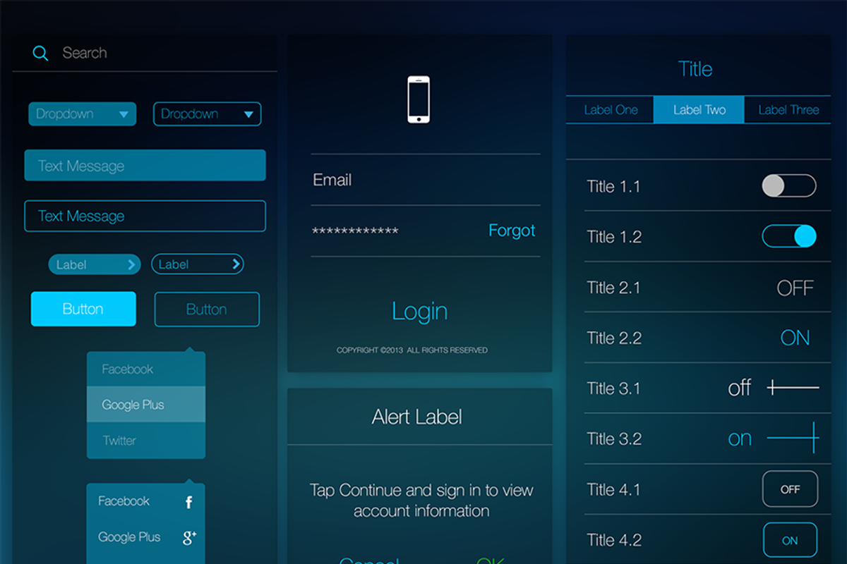 iOS Tablet Flat Pad UI Set Vol. 2, an UI Kit Template by Yuriy Kondratkov