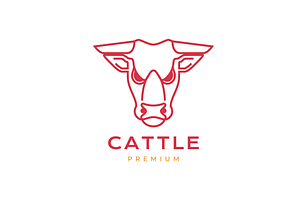 cow head angry mascot line logo, a Branding & Logo Template by devastd