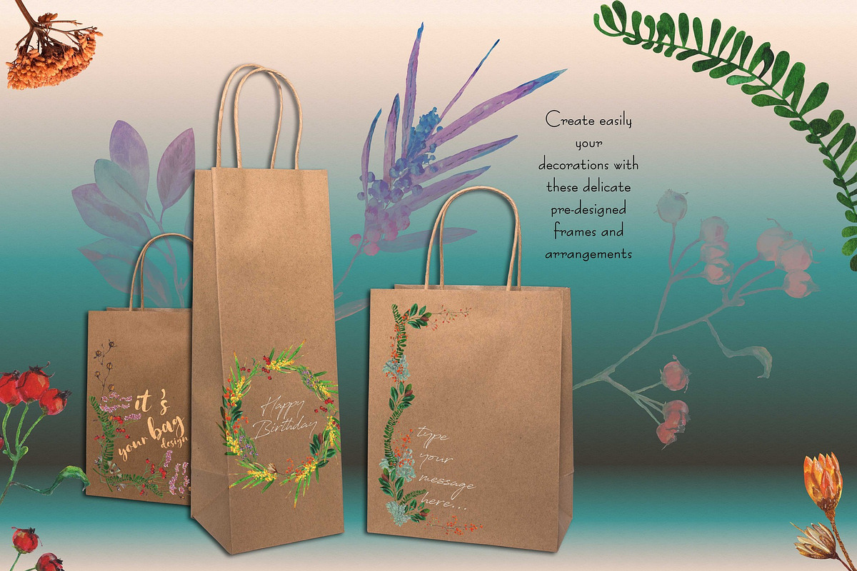 Natural watercolor plants, a Decorative Illustration by OctopusRider (Photo 8 of 9)
