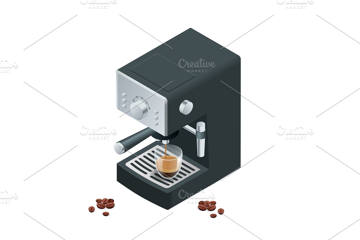 Isometric Coffee machine makes with, a Food Illustration by Golden