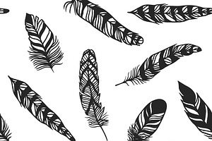 Boho Feather Hand Drawn Pattern