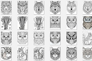 100 Animals Coloring Pages for Adult, an Animal Illustration by Blue Digital Studio (Thumbnail 6 of 7)