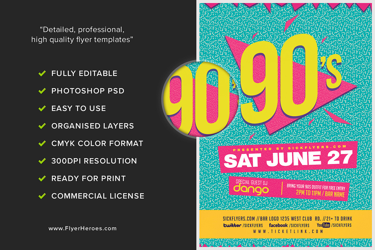 90s Party Flyer Template V2, a Flyer Template by FlyerHeroes (Photo 4 of 4)