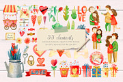 Valentines Day watercolor Set, an Illustration by annasokol_ (Thumbnail 2 of 12)