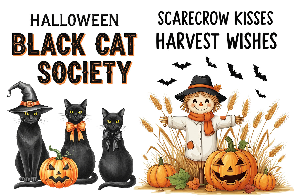 Vintage Halloween Clipart, an Illustration by DreamArtGraphic (Photo 3 of 5)