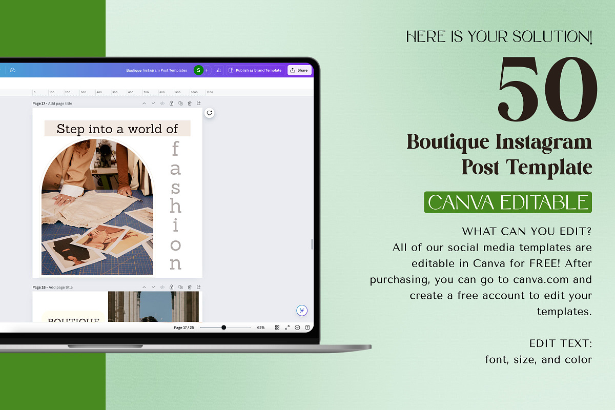 Boutique Fashion Instagram Templates, a Social Media Template by Snapybiz (Photo 7 of 9)