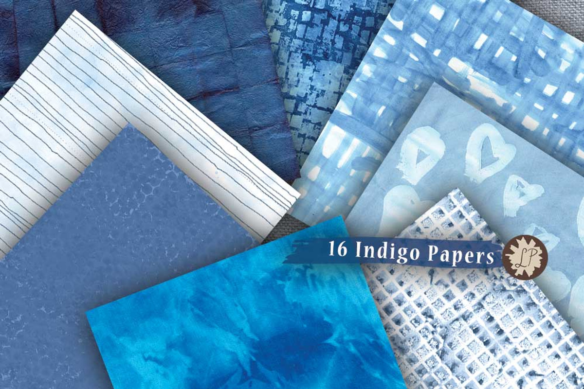 16 Indigo/Shibori Watercolour Papers, a Pattern Graphic by Liz Plummer (Photo 5 of 6)