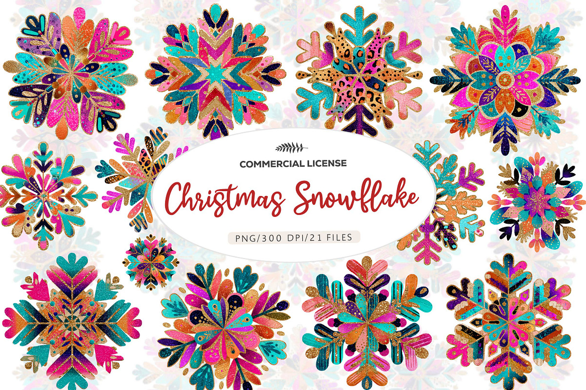 Colorful Glitter Christmas Snowflake, an Illustration by CreationArt (Photo 1 of 5)
