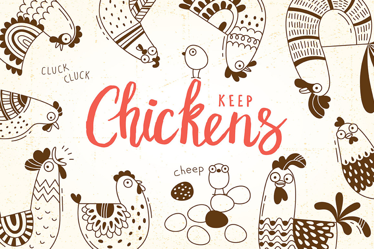 Keep Chicken - Design Set, an Animal Illustration by Baksiabat (Photo 1 of 5)