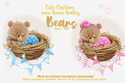 Nest party with newborn baby bears