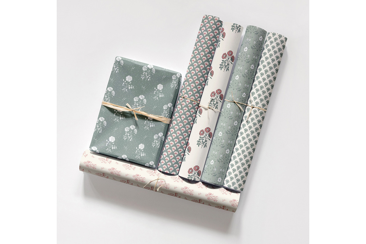 Farmhouse BlockPrint Floral Patterns, a Pattern Graphic by Mieken Petra Designs (Photo 4 of 4)
