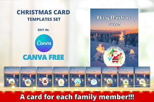 Christmas Card Templates Canva Set, a Card Template by Ellis Art
