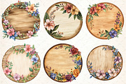 Watercolor Round Wooden Clipart, an Illustration by DreamCafeArt (Thumbnail 3 of 5)