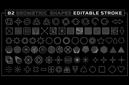 82 Linear Geometric Shapes Stroke