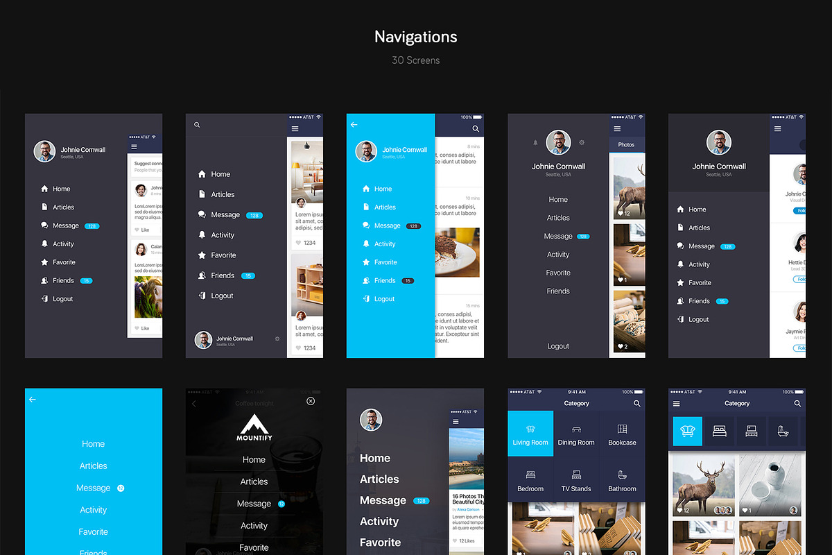 Mountify Mobile UI Kit, an UI Kit Template by hoangpts (Photo 6 of 8)