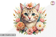 Floral Cat Clipart Bundle, a Graphic by crative8112 (Thumbnail 7 of 10)