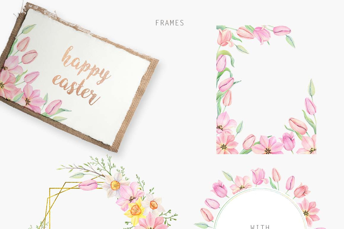 Spring flower, Easter set Watercolor, an Animal Illustration by Daryartsy (Photo 6 of 12)