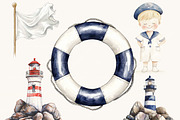 Watercolor Little Mariners Clipart, an Object Illustration by SparkyDesignsUS (Thumbnail 4 of 9)