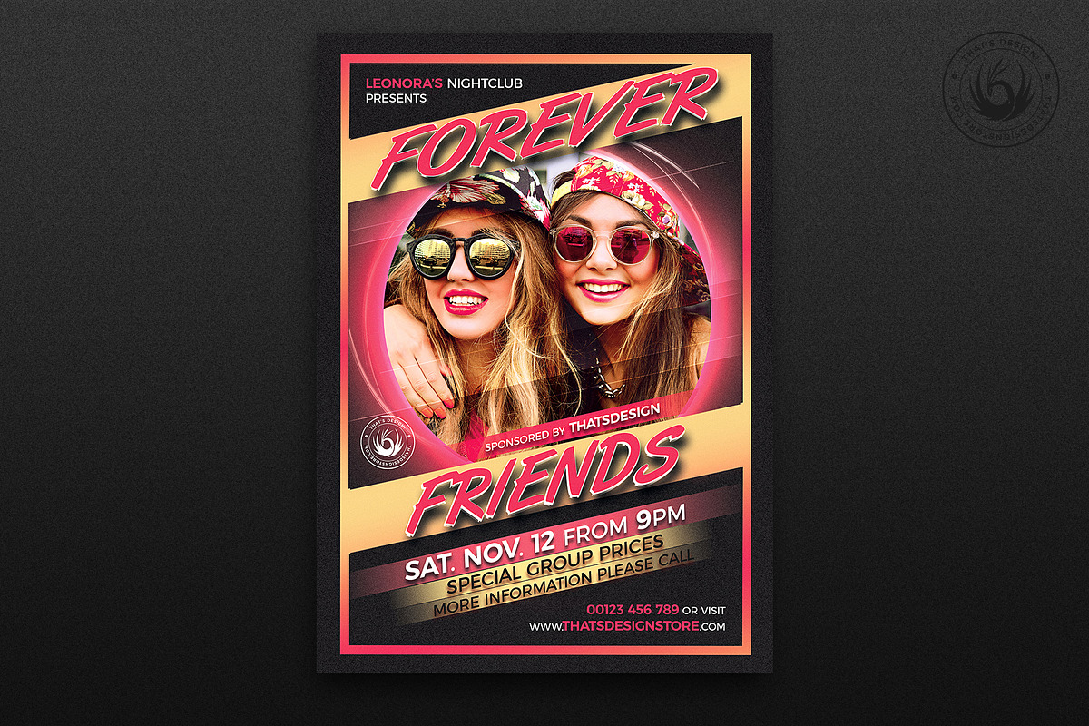 Forever Friends Flyer Template, a Flyer Template by ThatsDesignArt (Photo 7 of 7)