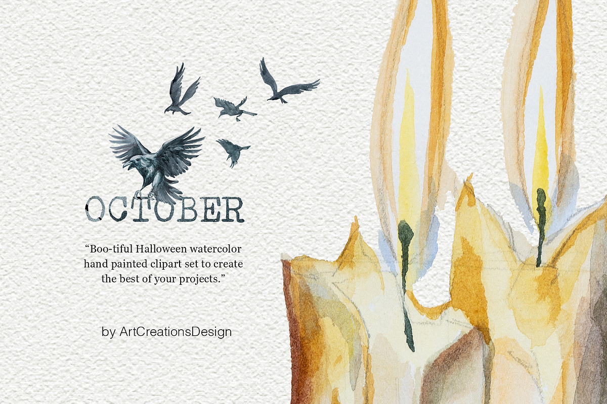 Watercolor October Clipart Set, an Illustration by ArtCreationsDesign (Photo 6 of 10)
