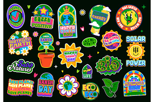 Environment ecology y2k stickers, an Object Illustration by Vector Tradition