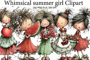 Whimsical summer girl Clipart, an Illustration by Designworld