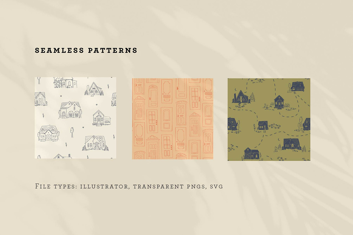 Homebody Quaint House Illustrations, a Pattern Graphic by Maddie Jensen Design (Photo 3 of 7)