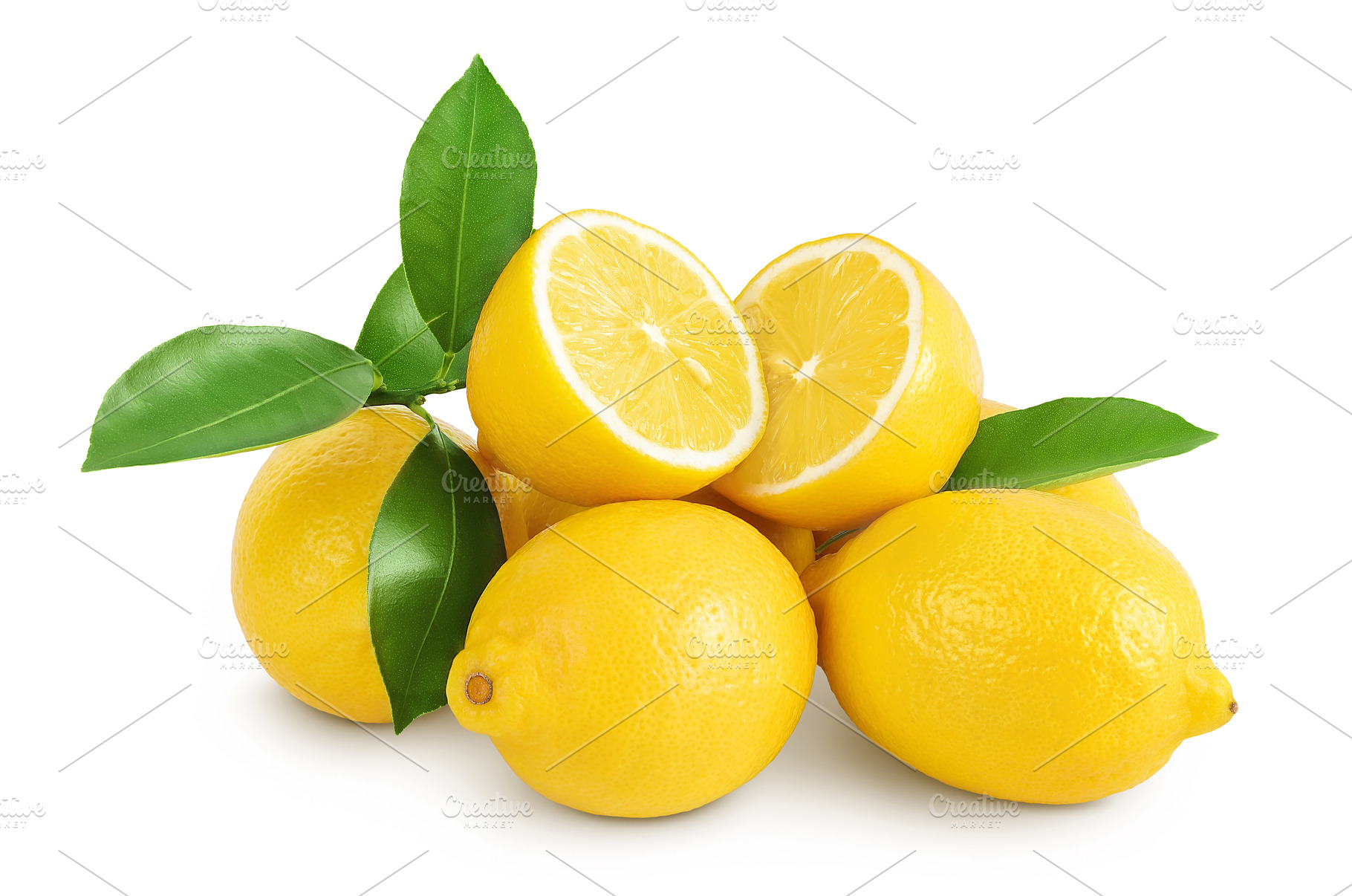 Ripe lemon with half isolated on, a Food & Drink Photo by NataPhoto