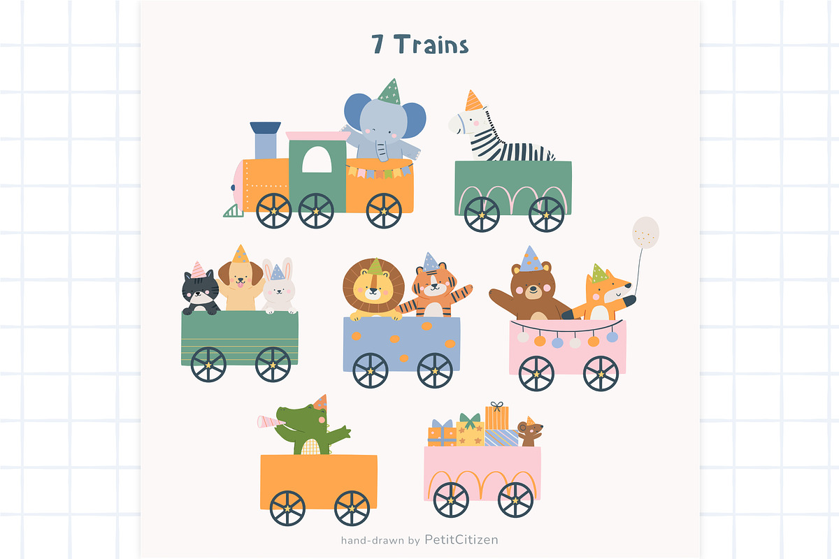 Animals Party Train, an Animal Illustration by Petit Citizen Design (Photo 2 of 8)
