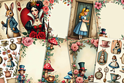 Alice in Wonderland Junk Journal Kit, a Background Graphic by Printable Pretty Studio (Thumbnail 2 of 3)