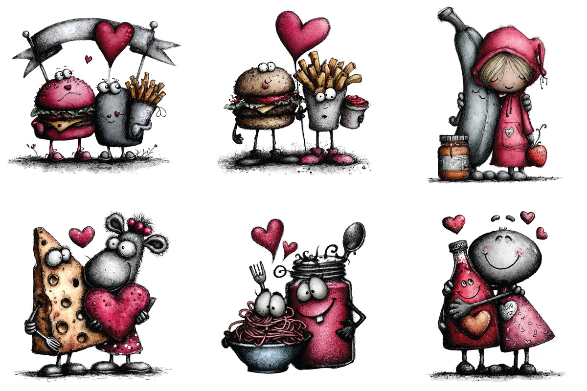 Whimsical Valentine Food Pairs Clipa, an Illustration by CraftArtStudio (Photo 6 of 6)