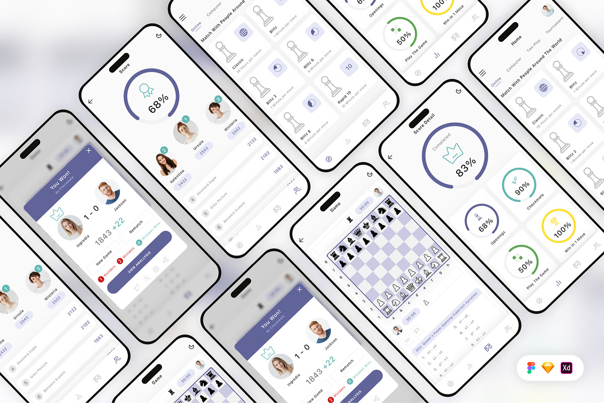 Chess Game Mobile App UI Kit, an UI Kit Template by Betush