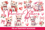 Valentine Kittens Watercolor Clipart, an Illustration by Whimsy & Wishes (Thumbnail 1 of 3)