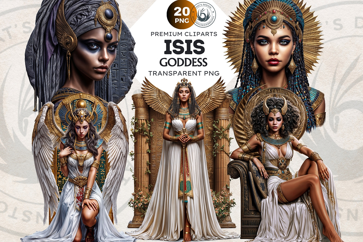 Isis Egyptian goddess clipart set, a Person Illustration by ThatsDesignArt (Photo 1 of 10)