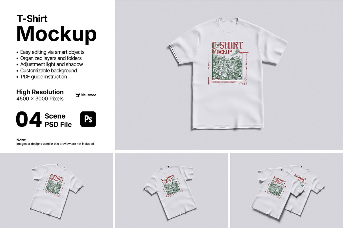 T-Shirt Mockup Bundle Set, a Shirt Mockup by Rielismee (Photo 1 of 5)