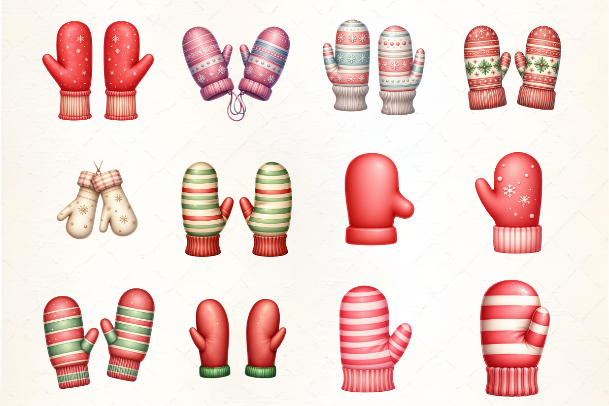 Festive Winter Mittens Clipart, an Illustration by CrexoraLab (Photo 2 of 5)