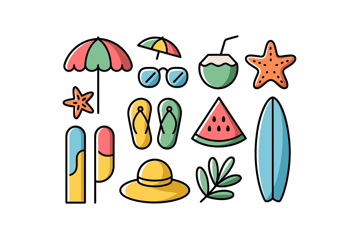 Summer Beach Elements Vector, an Object Graphic by jahid234 (Photo 10 of 13)