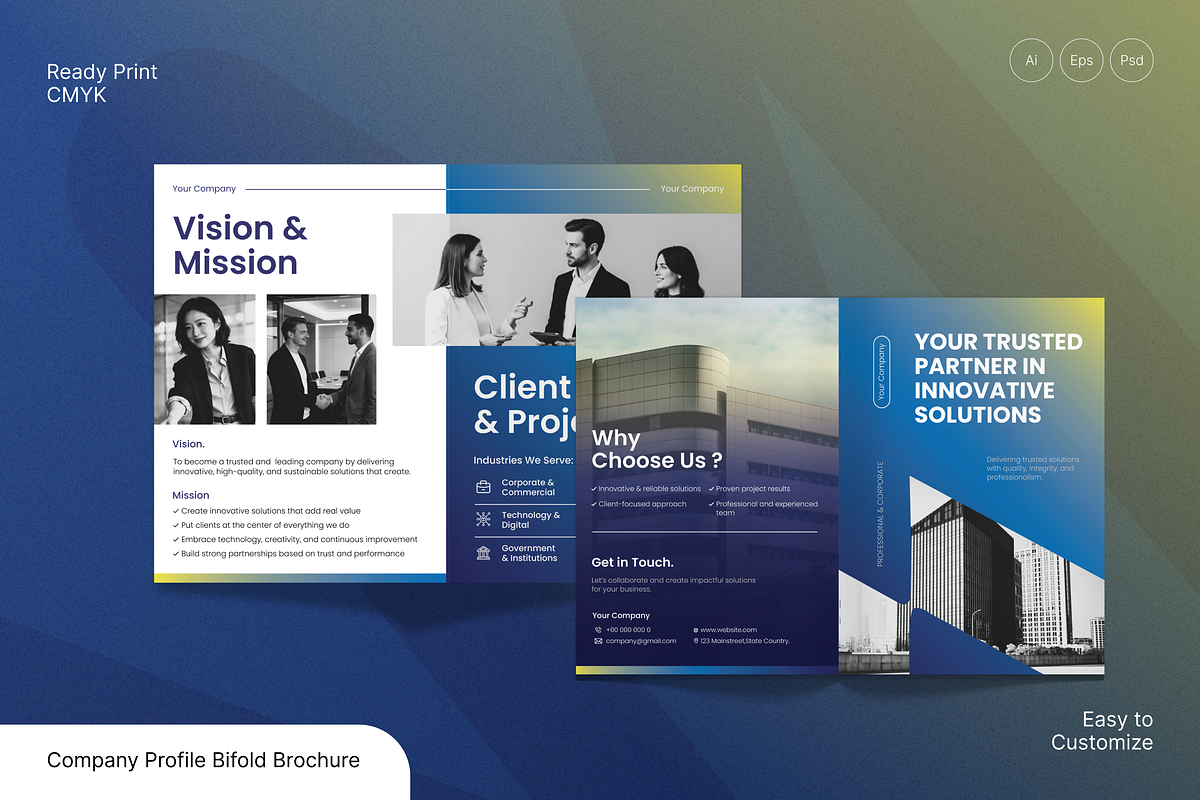 Company Profile Bifold Brochure, a Flyer Template by Annora Studio (Photo 1 of 6)