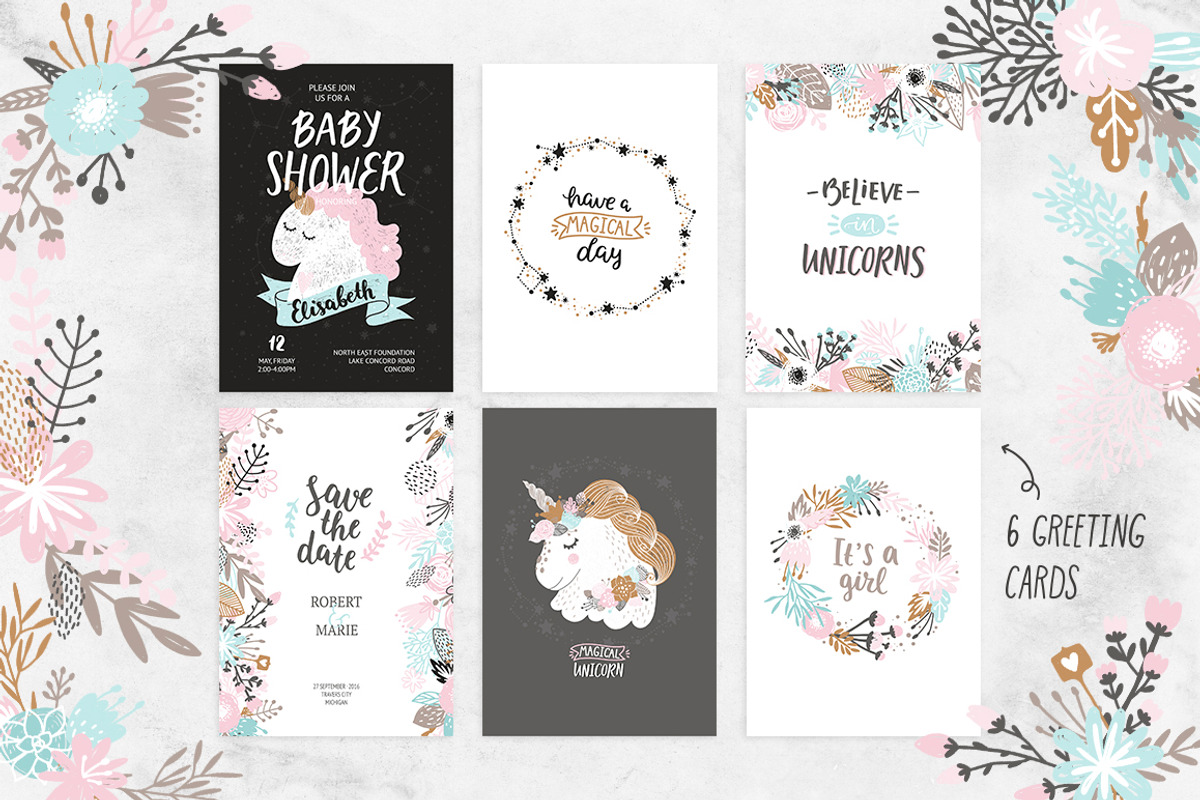Unicorns and flowers, an Animal Illustration by tatiletters (Photo 5 of 9)
