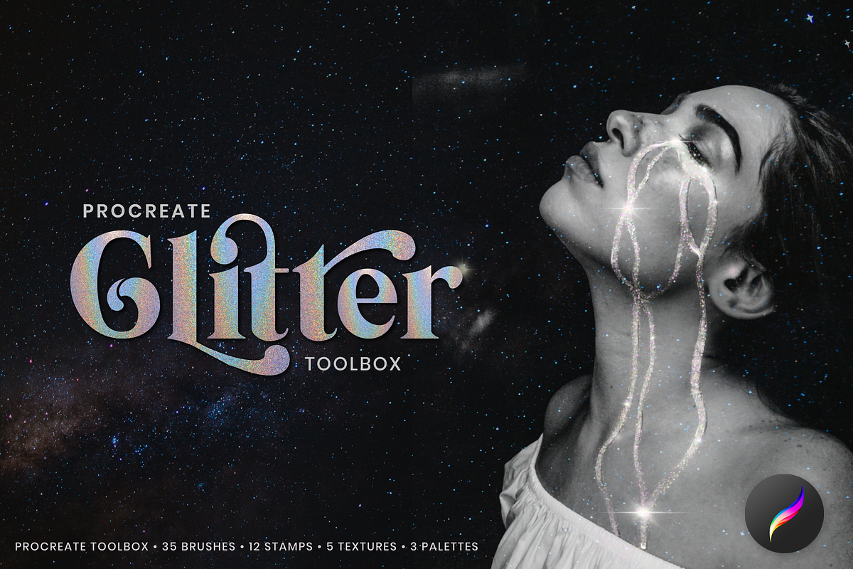 Procreate Glitter Toolbox: Brush Kit, a Brush Add-On by Delightful Design (Photo 1 of 15)