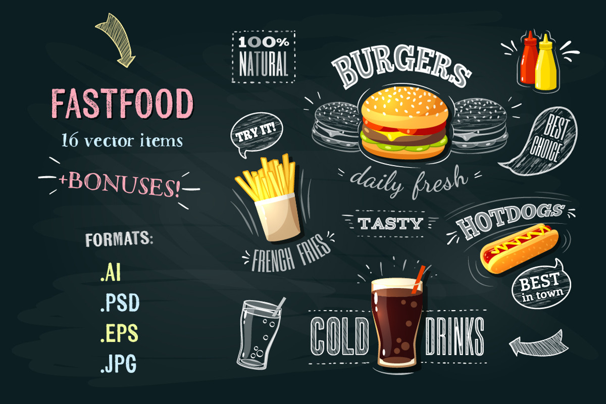 Fastfood vector pack, an Object Graphic by Seavector