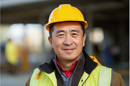 Middle aged Asian male builder, a Person Photo by Lermont51