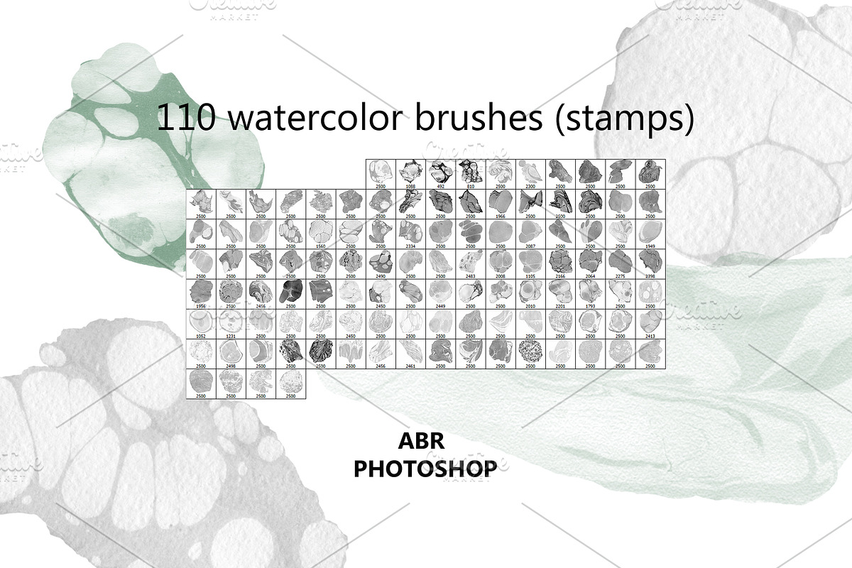 110 Watercolor brushes for photoshop, a Brush Add-On by TaPilipa (Photo 5 of 8)