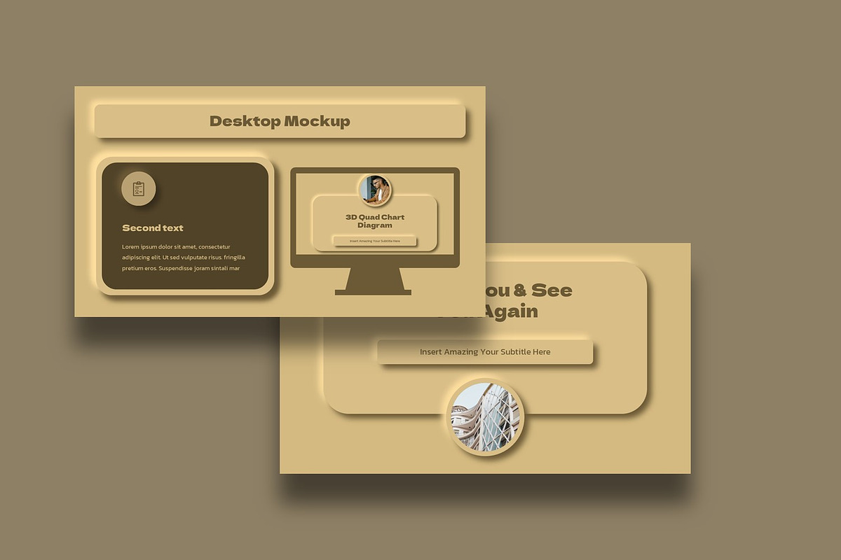 Neumorphism Quad Chart Presentation, a Presentation Template by BumbleGraph Studio (Photo 2 of 4)