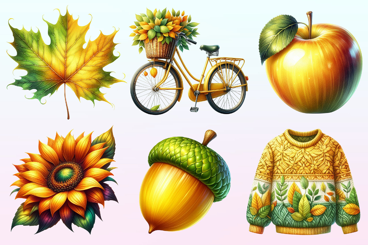 Yellow & Green Autumn Clipart PNG, a Graphic by CitraGraphics (Photo 3 of 4)