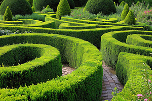 A sprawling maze made of green hedge, a Photo by Iftikhar Alam